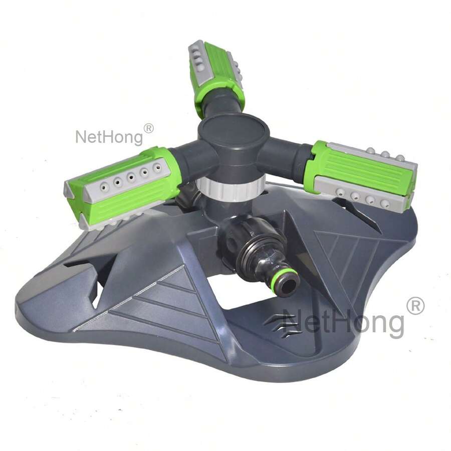 NetHong Compact Oscillating Sprinkler Garden/Lawn Sprinkler Automatic Watering UK~ - Green Three-head Sprayer - View 1
