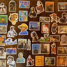 50 piezas Paquete de pegatinas de arte, regalo divertido, pegatinas de vinilo de pinturas famosas - Paquete de pegatinas interesante - Pegatinas para personalizar tu Kindle, portátil, computadora, scrapbook, botella de agua, teléfono, monopatín, equipaje, refrigerador, etc.