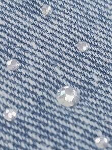 Quần jeans nam dáng rộng, ống thẳng, đính đá lấp lánh, kiểu boyfriend, quần denim xanh cổ điển, quần dài phong cách đường phố. - Màu xanh lam - Xem 4