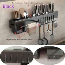 1pc Multifunctional Knife Holder Rack, Stainless Steel Knife Organizer Wall Mount, No Drilling Required, Kitchen Knife & Cutting Board Storage Rack Kitchen Items Kitchen Accessories Kitchen Tools