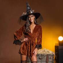 1pc Witch Hat Halloween With Light Foldable Halloween Costume Accessories For Party Cosplay - 黑色 - 查看 6
