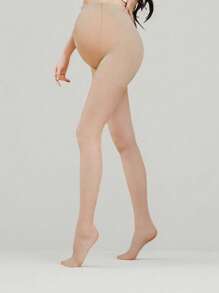 1件装孕妇托腹连裤袜，米色、黑色、灰色可选，松紧腰带，轻薄透气，适合春夏穿着，孕妇装