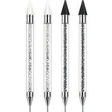 Stilou cu selector de strasuri, stilou cu două capete, pietre prețioase, cristale, știfturi, selector de ceară, creion, stilou, mărgele de cristal, mâner, manichiură, artă pentru unghii, instrument de decorare DIY (negru și alb) - Multicolor - Vizualizare 7