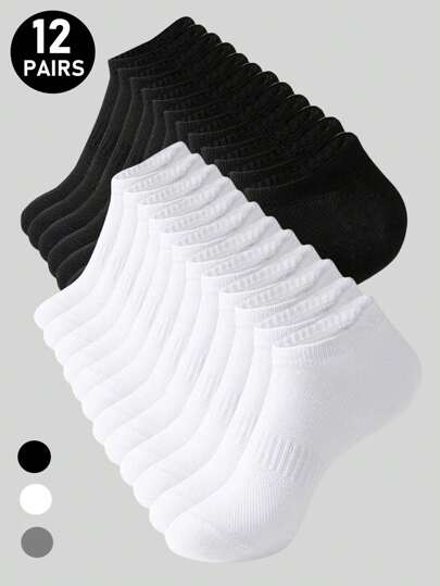 1/12/15 Pairs Men's & Women's Travel Essential Ankle Socks, Soft & Lightweight All-Match Low Cut Ankle Socks, Women's Stockings & Hosiery Spring, Summer, Autumn & Winter Breathable Black, White & Gray Socks Perfect Gifts For Hiking, Back To School, Halloween & Christmas Xmas