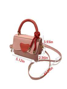 Túi xách PU hai màu hình trái tim mini thời trang mới dành cho bé gái, thích hợp sử dụng hàng ngày - trắng - Xem 2