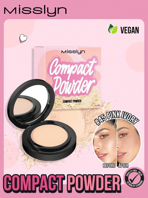 Misslyn Compact Powder, Light Through Oil Control Powder, Anti-Oil Pressed Powder Matte Poreless Long Lasting Setting Powder,Skin-Focus High Coverage Powder Foundation,Oil-Control Poreless Flawless Full Coverage Lightweight Pressed Powder Soft Matte Smoother