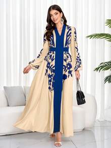 女士优雅碎花收腰连衣裙（随机印花）