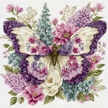 1set 40x40cm/15.7x15.7Inch DIY Cross Stitch Kit Frameless, Butterfly And Flowers, Stamped Cross Stitch Kits, Embroidery Set For Home Decor, Includes Patterned Fabric & Threads, Perfect For Living Room Entrance Or Bedroom Decoration And A Beautiful Piece Of Art - Multicolor - View 8