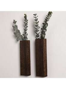 Wall Planters For Indoor Plants Wood Wall Decor For Bedroom Living Room Modern Farmhouse Wooden Pocket Wall Vases For Dried Flowers And Faux Greenery Plants - Brown - View 8