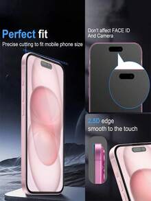 قطعتان من واقي الشاشة عالي الدقة بطبقة مطفأة، متوافق مع هاتف آيفون، طبقة واقية من مادة سيراميكية مطفأة عالية الدقة، مقاومة للبصمات والخدوش، متينة، مادة غير زجاجية، طبقة واقية سيراميكية مطفأة عالية الدقة، واقي شاشة مطفأة كامل التغطية، هدية مطفأة - شفاف - مشاهدة 3