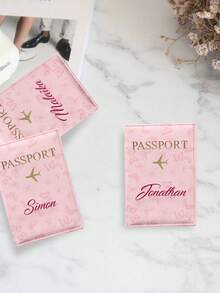可定制迷你护照夹，可印制姓名和图案，旅行证件收纳包和卡包，适合送礼和日常使用，时尚耐用，适合旅行和商务场合，是送给家人、朋友、情侣、生日、节日、圣诞节的理想礼物。 - 粉色 - 查看 2
