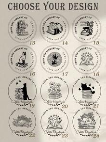 LIBRARY STAMP, BOOK Stamp, Custom Library Stamp, Library Of Stamp, This Book Belongs To, Custom Book Stamp, Bookplate Stamp, Library Stamps Back To School,Back To School,School Supplies,Office Decor - Khaki - View 4