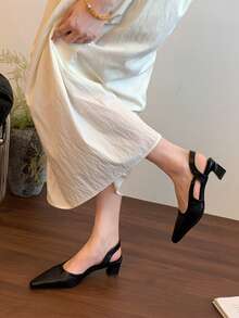 Giày Mary Jane cổ điển cho nữ, mẫu mới mùa thu 2025 kiểu Pháp, mũi thấp, gót dày, giày da nhỏ cao gót, gót chunky. - màu đen - Xem 8