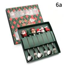 Set di posate natalizie, regali di Natale, set portatile da 2 pezzi/4 pezzi/6 pezzi in acciaio inossidabile 304, set di posate riutilizzabili con cucchiaio e forchetta, con scatola di stoccaggio, adatto per picnic e uso quotidiano, accessori da cucina