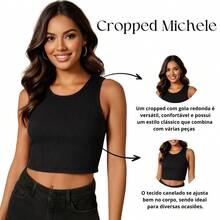 Kit 4 Peças Top Cropped Feminino Canelado Premium - Preto e Branco - Visão 4