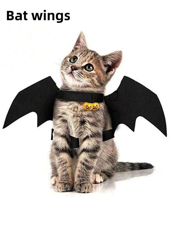 1pc Halloween Bat Wings Pet Costume Accessory, Felt Bat Wings For Cats Dogs Small Pets, Spooky Creepy Bat Wings For Halloween, Trick Or Treat