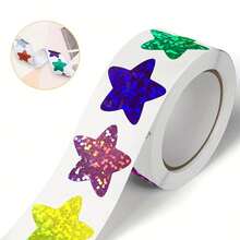 2Roll 1000pcs Colorful Laser Star Stickers Hand Decorated Christmas Holiday Birthday Party Gift Seal Label Stickers - Multicolor - View 7