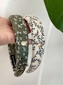 2pcs/1pc Women Green Leaf Floral Metal Elegant Fashion Headband, Versatile For Daily Use, Home, School, Beach, Work, Party, Holiday, Birthday, Back To School, New Year, Valentine's Day, Mother's Day Gift, Hair Accessories, Hair Band, Hair Hoop, Hairband For Women, Home Beauty Women Accessory Gifts