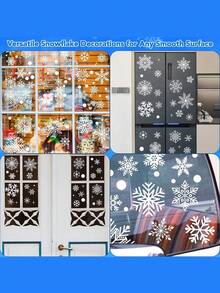 4sheets/Set, 137 Sheets Christmas Window Stickers - 4 Sheets Christmas Window Stickers Snowflake Christmas Decoration Christmas Window Stickers Holiday Window Stickers Winter Decoration Holiday, Snowflake Window Stickers - Static White Snowflake Christmas And Winter Door Decorations - Multicolor - View 10