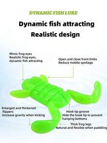 TACKLEPIONEER 2pcs Realistic Soft Frog Lures, 4.2g-8.9g, Surface Fishing Bait, Detailed Legs And Toes - High Quality TPE Frog Hooks, Suitable For Freshwater And Saltwater Fishing, Freshwater Bait | Realistic Imitation Design | Soft Plastic Bait, Fishing Lures - Multicolor - View 4