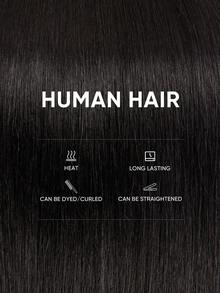 50 piezas Extensiones de cabello humano Remy color negro natural, rectas, con cápsulas de queratina para una aplicación invisible y sin costuras, cabello humano real para mujeres, extensiones de cabello
