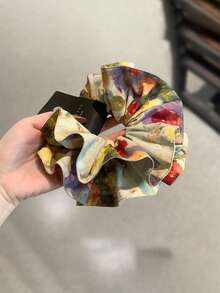 1 pieza Scrunchie con estampado de teñido anudado al estilo de la pintura al óleo del Jardín de Monet, accesorio de pelo elástico con estampado floral fresco para mujer, accesorio de pelo creativo y de moda para uso diario y trayectos, accesorios para el cabello, sujetadores de coleta, ligas para el cabello, scrunchies, cuerda para el cabello, regalo de accesorios de belleza para el hogar de mujer - Multicolor - Ver 5
