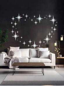 82 件/包星形设计镜面墙贴亚克力镜面墙贴可移除自粘适用于家庭、客厅、浴室、卧室装饰、DIY 墙面背景布置、家居装饰、房间装饰 - 彩色 - 查看 8