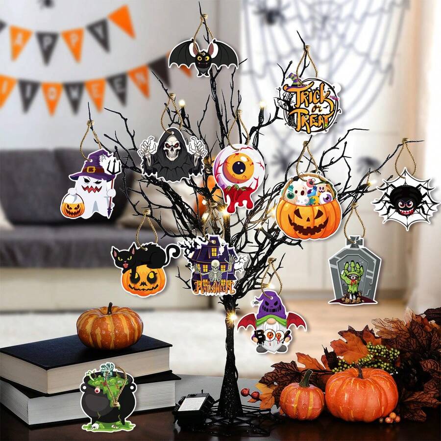 Decoración de fiesta de Halloween, tarjetas y adornos colgantes, decoración colgante de terror y horror para Halloween