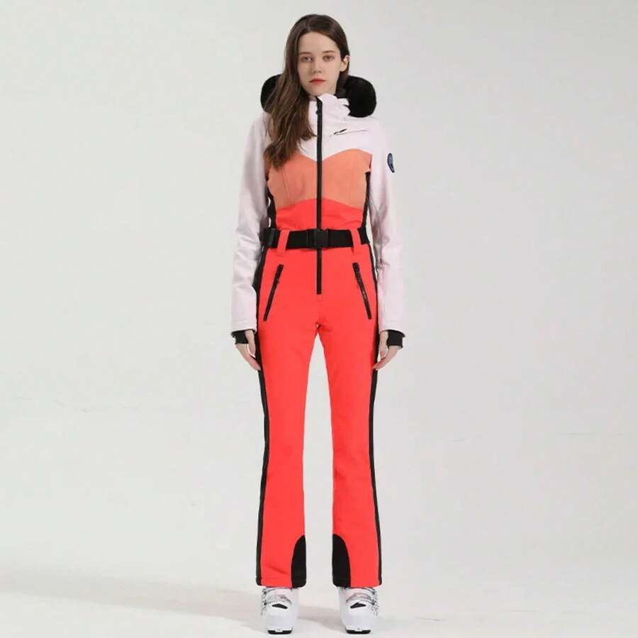 One-Piece Ski Suit For Women, Snowboard Overalls, Windproof And Waterproof, Breathable Clothing, Thickening, Skiing Suit, Winter - 顏色 16 - 查看 1