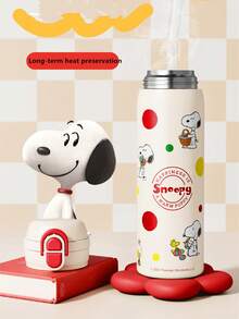 SNOOPY 1个500ML不锈钢真空保温水杯大容量学生杯便携运动随行杯带吸管男女适用 - 彩色 - 查看 4