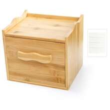 Jucoan Bamboo Towel Container With 50 Count XL Disposable Face Towel Luxe Bamboo Storage Box With Drawer For Makeup Remover Dry Wipes Disposable Washcloths Bathroom Desktop Organizer - 木製的 - 查看 2