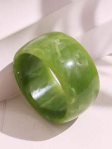 1pc Springtime Fresh Green Gradient Square & Circle Thick Resin Bracelet, Fashionable & Versatile Women's Jewelry, Personalized Gift - Multicolor - View 21