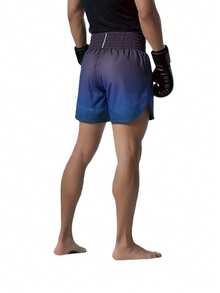 1pc Men's Blue Muay Thai Shorts, Fighting Shorts, Boxing Shorts, Adult MMA Training Pants, Unisex Martial Arts Shorts - Royal Blue - View 3