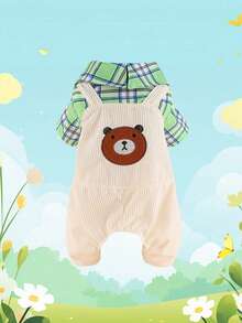 Cord-Bär Kleidung für kleine & mittlere Hunde, Frühling/Sommer 4-Bein Haustier Hund/Katze/Welpen Bekleidung - Grün - Übersicht 17