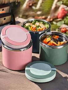 OBOVAY 1个650-1000毫升不锈钢保温食品容器，带提手，适用于盛汤、午餐、早餐、户外野餐、学生午餐盒。这款真空保温汤/午餐盒具有优异的保温/保冷功能，防漏，是返校用品的理想之选。 - 彩色 - 查看 2