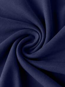 1pc Girls Casual Printed Crew Neck Sweatshirt, Long Sleeve Top For Students, Autumn/Winter - Navy Blue - View 6