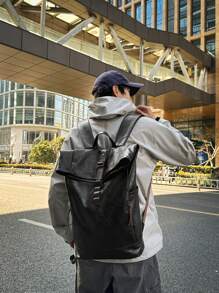 优质复古背包，柔软皮革 PU，商务休闲旅行通勤摩托车骑行翻盖笔记本电脑背包，大容量防水可扩展，适合万圣节、圣诞节、情人节、父亲节、返校、旅游季节、送给男朋友的礼物、父亲 2000 年代风格返校季节 - 彩色 - 查看 6