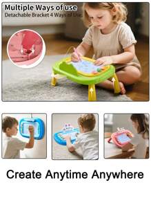 1pc Magnetic Drawing Board For Kids (Can Be Assembled As Small Table/Wall-Mounted/Stand Mode), Colorful Erasable Magnetic Drawing Pad Toy, Learning Sketch Board, Doodle Writing Board (Comes With 4 Geometric Stamps & 1 Pen), Great Gift For Easter/Halloween/Christmas/Birthday Party - Multicolor - View 6