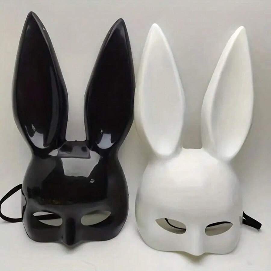 1 Peça Máscara de Barra de Desempenho, Palco de Boate, Cosplay de Orelha de Coelho Meia Face, Jogo de Papel, Decoração de Festa de Máscaras de Carnaval de Halloween