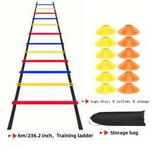 1 Set de Escalera de Agilidad Colorida de PP, para Entrenamiento de Velocidad, Escalera de Velocidad Horizontal Multisize con Conos, Equipo de Ejercicio de Técnica de Fútbol y Baloncesto, Equipo de Entrenamiento de Acondicionamiento Físico de Fútbol - Multicolor - Ver 12