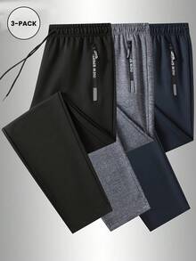 Can Be A Gift For Father, Men's Drawstring Waist Solid Color Sports Long Pants, Basic Style, Suitable For Fitness Wear - Multicolor - View 5