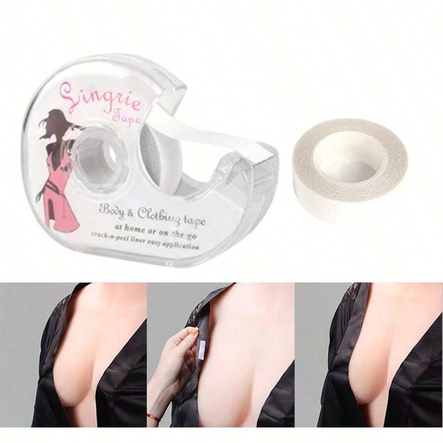 1 قطعة ملصق شفاف مزدوج الوجه من البولي إيثيلين ترفثالات لقميص الملابس الداخلية، طول 5 أمتار، ملصق لاصق خالي من الانزلاق لتثبيت الصدر