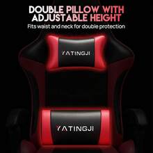 Gaming Chair,With Cushion,Height Adjustable,PU Leather Racing-Style Executive,Reclining Capability,Suitable Office Chair - màu đen - Xem 7