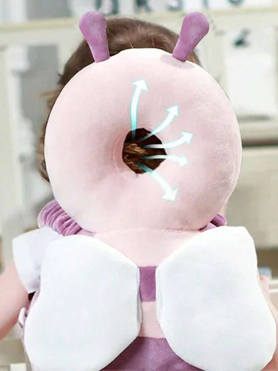 1个婴儿防摔头枕，透气防撞保护帽，适合学步和爬行，可调节卡通蜜蜂图案 - 彩色 - 查看 1