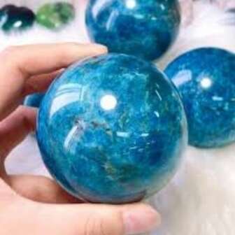 1 件令人惊叹的波西米亚闪光蓝色磷灰石球 - 抛光水晶球，英寸 - 独特的矿物标本礼物，适合家庭或办公室装饰、优雅装饰品、手工制作的球体、装饰球、家居装饰品
