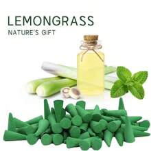 36/75/125 piezas Conos de incienso de hierba de limón, adecuados para meditación y yoga - Conos de incienso con aroma a hierba de limón, ideales para decoración del hogar, viajes y uso en la oficina, aromaterapia de yoga y relajación, apariencia natural del incienso que admite dropshipping