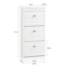 SoBuy 3 Flip-Drawers Shoe Cabinet Shoe Rack Shoe Storage Cupboard Organizer Blue W53 X D24 X H118cm FSR94-B - 白色 - 查看 2
