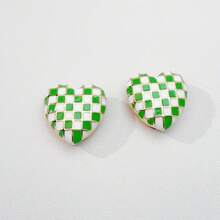 2 piezas/Set Cubiertas de botones con forma de corazón de doble color a cuadros, cubiertas de botones decorativas para camisas unisex, múltiples colores disponibles, sin necesidad de coser, se colocan en 3 segundos, adecuadas para uso diario en la oficina, citas y regalos de negocios para días festivos. Regalos de días festivos - Corazón - Ver 11