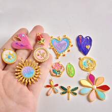 1pc/2pcs Luxury Delicate 304 Stainless Steel Electroplated Pendant Charms, Suitable For DIY Jewelry, Jewelry Making, Crafts - Ocean Life, Cherry, Flower Designs - Color - View 7