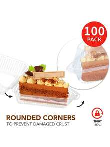 Kuchenscheiben Plastikbehälter, Kuchenträger, rechteckige Kuchenbehälter mit Deckel, transparente individuelle Kuchenboxen, Lebensmittelbehälter, To-Go-Boxen für Desserts, Kuchen, Kekse, Pasta, Sandwiches, für Partys, Geburtstagsdekoration, Küchenorganisatoren und -aufbewahrung, Küchenartikel, Feste, Partys, für Halloween oder Weihnachtspartys, für Käsekuchen, Torte Dessert Dreieckdesign, einfach zu lagern und auszustellen für Zuhause, Bäckerei und Café